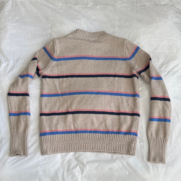 Faherty Beige Sweater with Blue and Pink Stripes - Picture 4 of 4